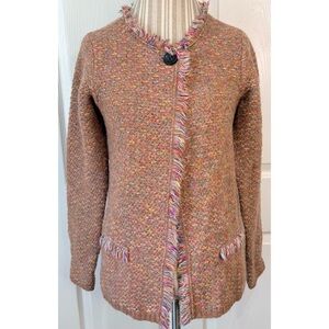Gio & Gio Wool Mohair One Button Fringe Sweater Made in Italy Small